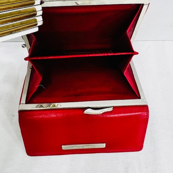 Vgt Pierre Cardin Women's Ostrich Leather Tri-Fold  5"x4" Red card/Coin Wallet(5 - Picture 8 of 13